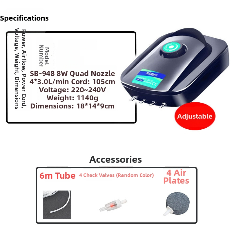 Songbao akváriumi oxigénpumpa, dugaszolható, otthoni használatra (Brand: Songbao; Import: No; Market: Other)