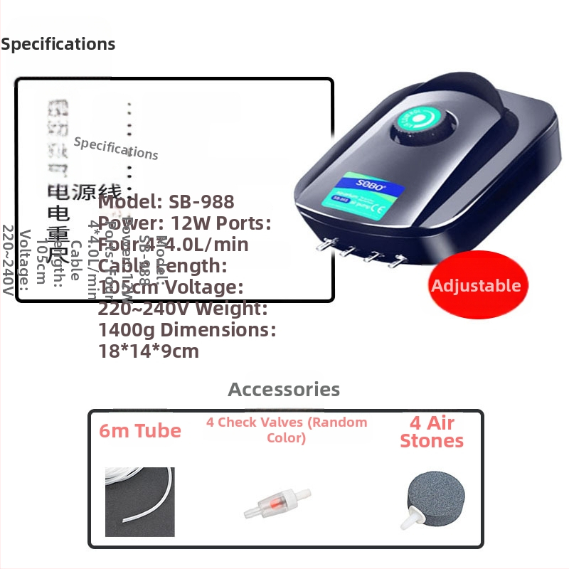 Songbao akváriumi oxigénpumpa, dugaszolható, otthoni használatra (Brand: Songbao; Import: No; Market: Other)