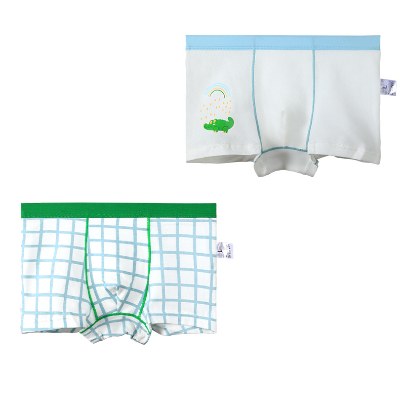 Boxeri din bumbac pentru băieți, cu imprimeu desen animat – lenjerie de vară moale, 95% bumbac, pentru 3–8 ani