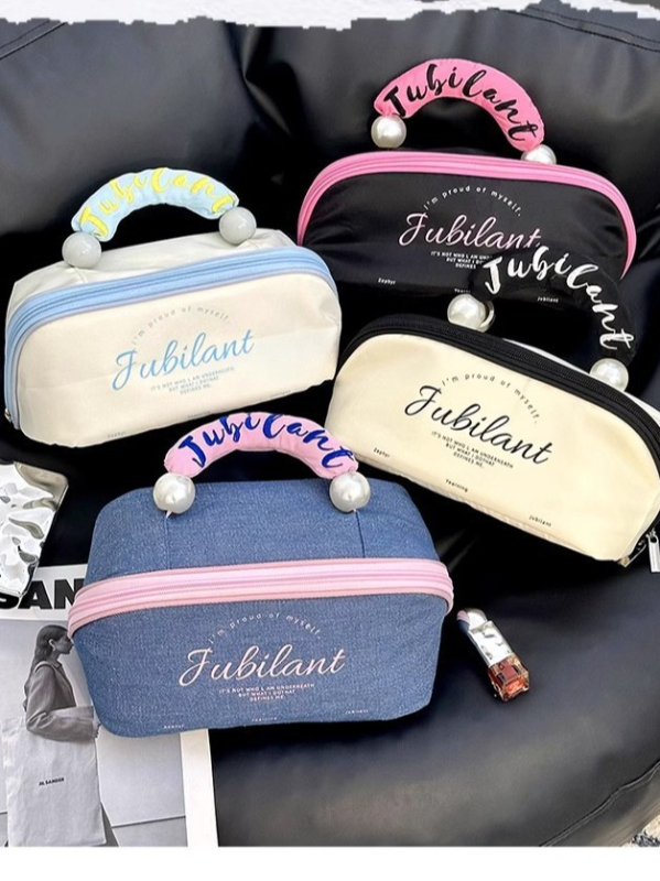 Geantă cosmetică unisex, exterior poliester cu căptușeală poliester, stil street, compartimente interne pentru depozitare în călătorii