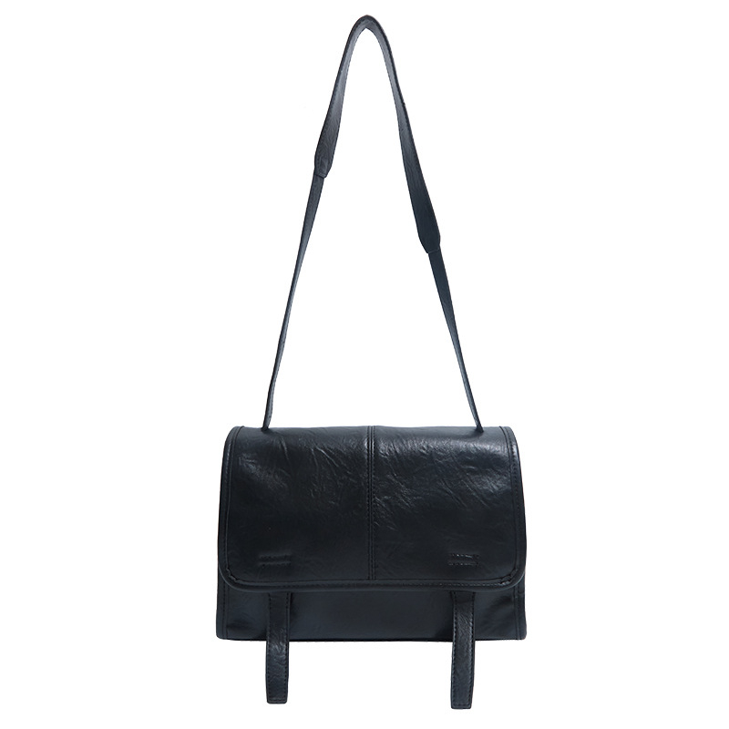 Korejskog stila PU kožna messenger torba, preko ramena, gradski minimalistički dizajn, horizontalan kvadratni oblik, džep sa zipom i džep za telefon