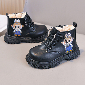 Ghete Martin unisex cu căptușeală caldă din fleece, fermoar lateral, talpă din cauciuc, înălțime joasă a gleznei, model de iarnă 2025