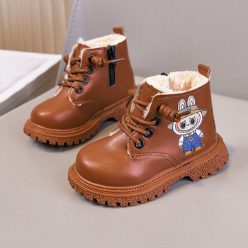 Ghete Martin unisex cu căptușeală caldă din fleece, fermoar lateral, talpă din cauciuc, înălțime joasă a gleznei, model de iarnă 2025