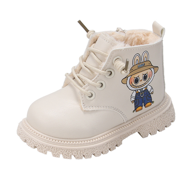 Ghete Martin unisex cu căptușeală caldă din fleece, fermoar lateral, talpă din cauciuc, înălțime joasă a gleznei, model de iarnă 2025