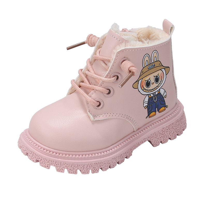 Ghete Martin unisex cu căptușeală caldă din fleece, fermoar lateral, talpă din cauciuc, înălțime joasă a gleznei, model de iarnă 2025