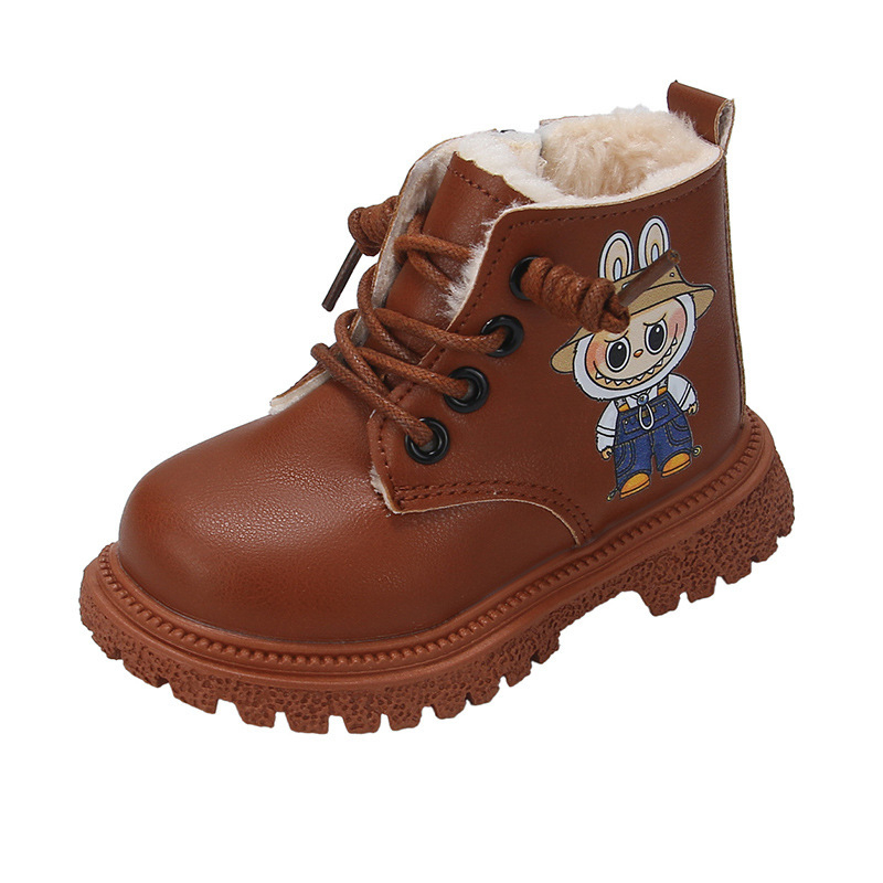 Ghete Martin unisex cu căptușeală caldă din fleece, fermoar lateral, talpă din cauciuc, înălțime joasă a gleznei, model de iarnă 2025