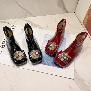 Ghete pentru fete, din piele ecologică, căptușite cu fleece, talpă din cauciuc, închidere cu fermoar la spate, stil prințesă, pentru toamnă iarnă primăvară