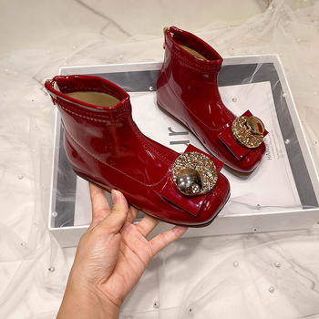 Ghete pentru fete, din piele ecologică, căptușite cu fleece, talpă din cauciuc, închidere cu fermoar la spate, stil prințesă, pentru toamnă iarnă primăvară