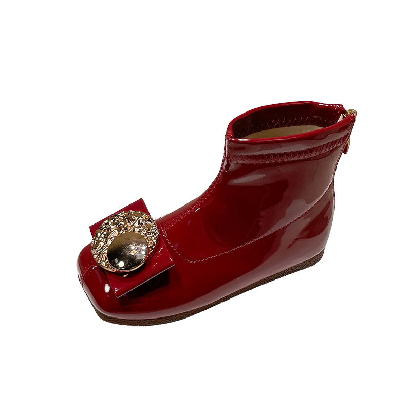 Ghete pentru fete, din piele ecologică, căptușite cu fleece, talpă din cauciuc, închidere cu fermoar la spate, stil prințesă, pentru toamnă iarnă primăvară