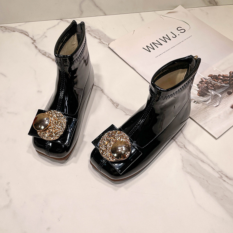 Ghete pentru fete, din piele ecologică, căptușite cu fleece, talpă din cauciuc, închidere cu fermoar la spate, stil prințesă, pentru toamnă iarnă primăvară