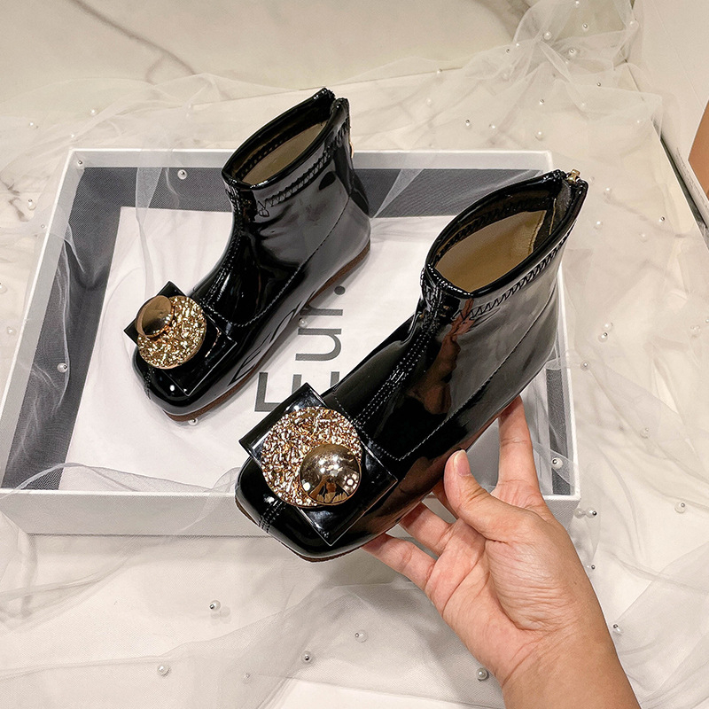 Ghete pentru fete, din piele ecologică, căptușite cu fleece, talpă din cauciuc, închidere cu fermoar la spate, stil prințesă, pentru toamnă iarnă primăvară