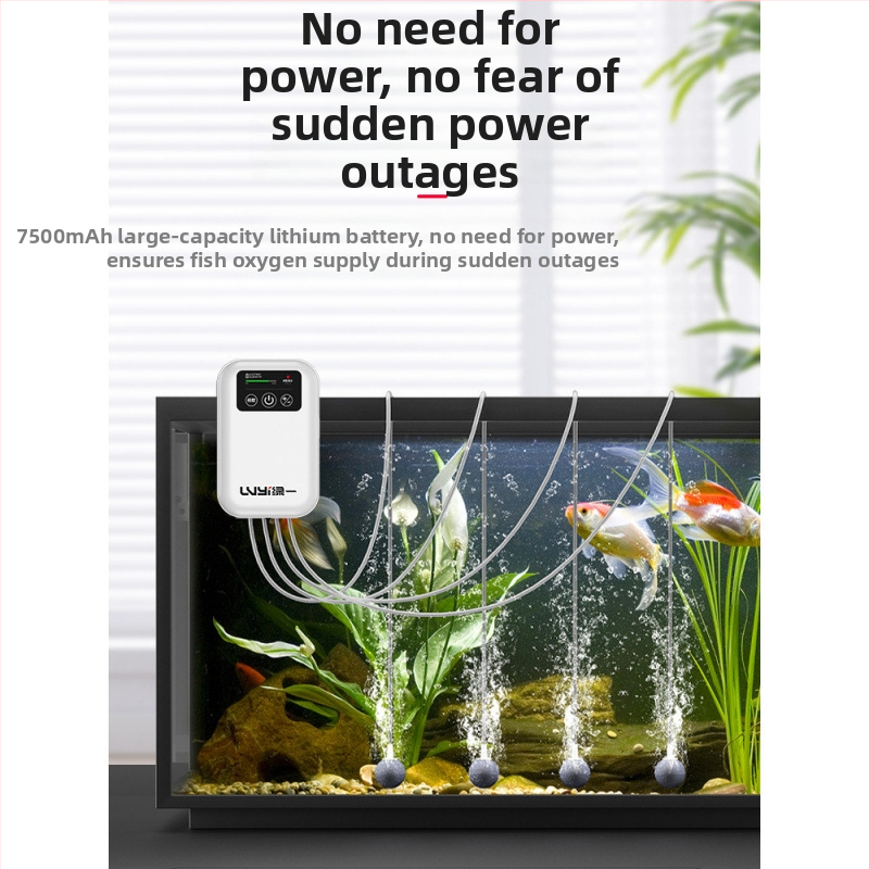 Kis, újratölthető oxigénpumpa horgászathoz és otthoni akváriumhoz, kültéri ultra-halk aerátor