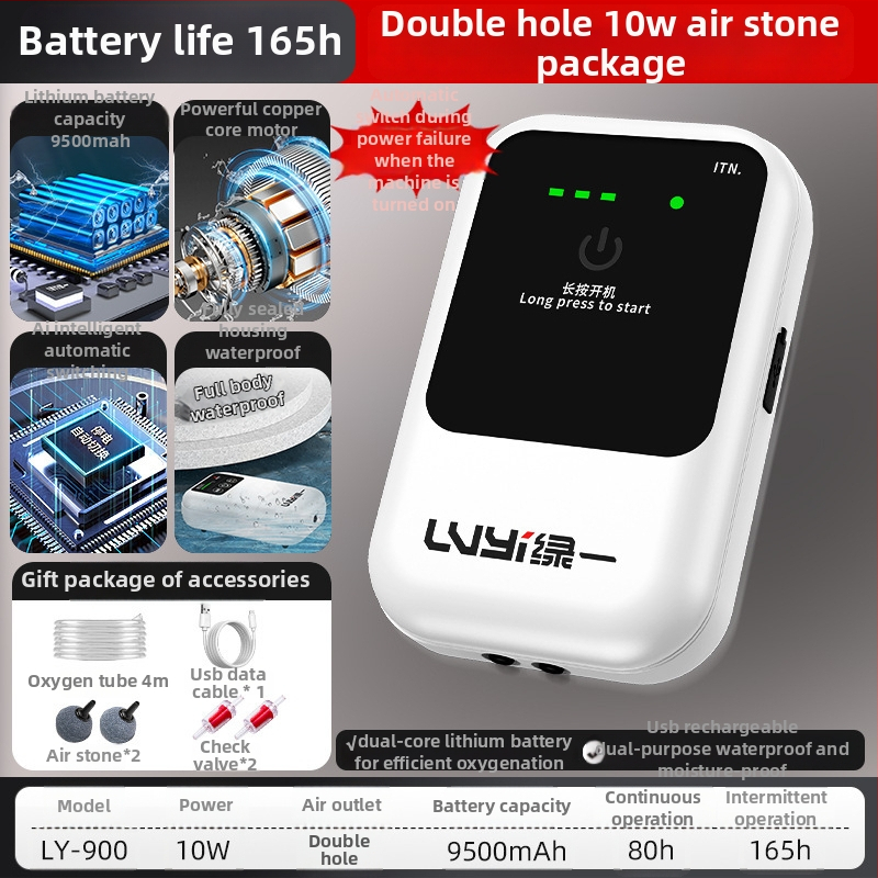 Kis, újratölthető oxigénpumpa horgászathoz és otthoni akváriumhoz, kültéri ultra-halk aerátor