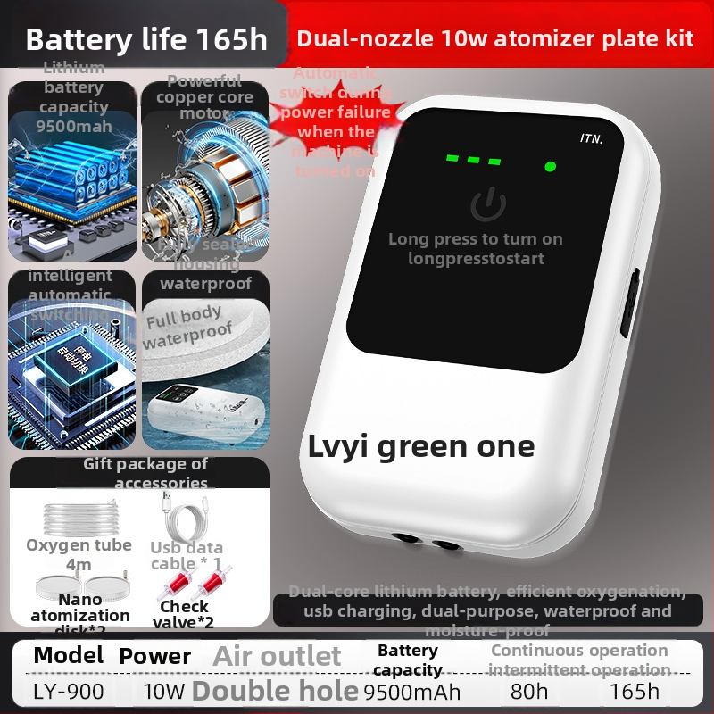 Kis, újratölthető oxigénpumpa horgászathoz és otthoni akváriumhoz, kültéri ultra-halk aerátor