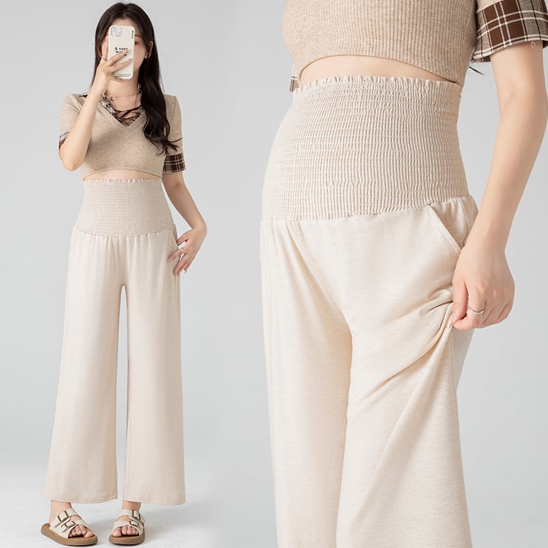 Παντελόνια εγκυμοσύνης με φαρδιά γραμμή - Υποστήριξη κοιλιάς, 95% βισκόζη, Μέτριο πάχος, Υψηλή ελαστικότητα