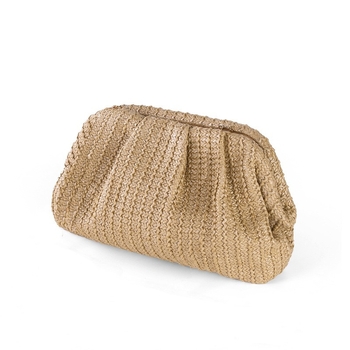 Pletena crossbody torba s dumpling oblikom, zatvaranje klipsom, poliester podstava, Yagrids, ljeto 2025