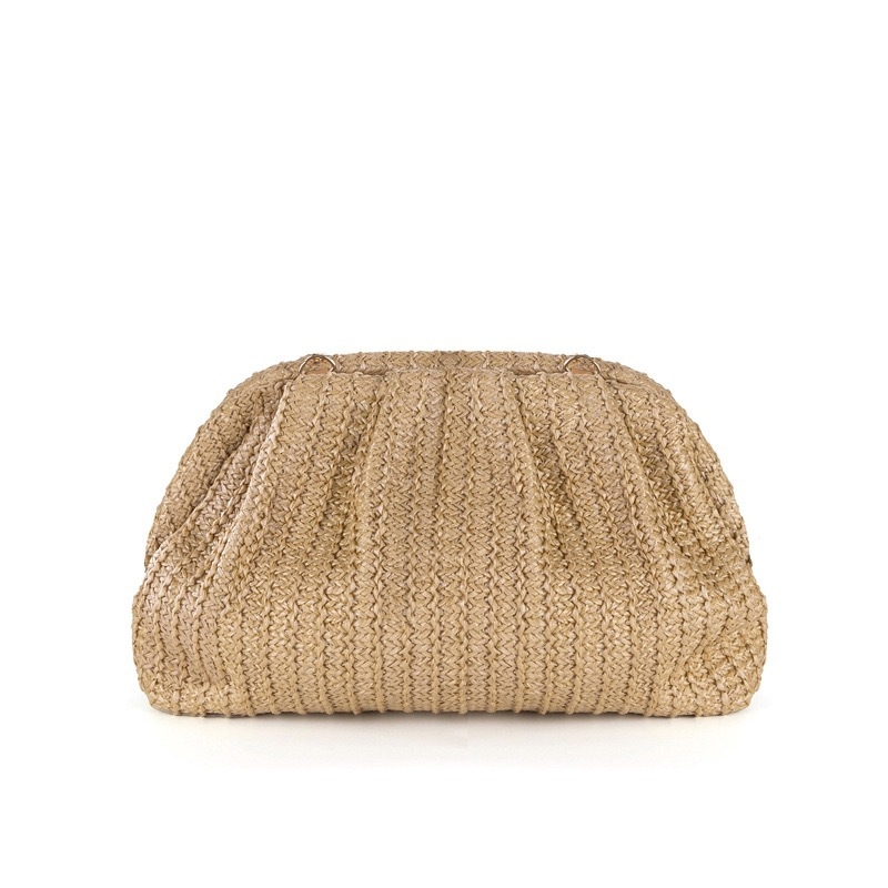 Pletena crossbody torba s dumpling oblikom, zatvaranje klipsom, poliester podstava, Yagrids, ljeto 2025