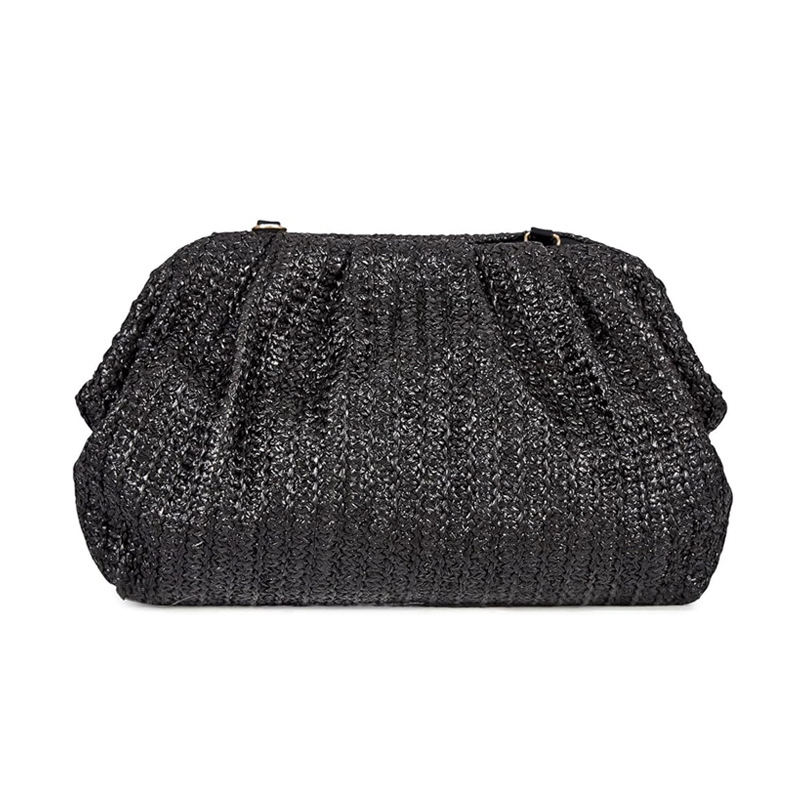 Pletena crossbody torba s dumpling oblikom, zatvaranje klipsom, poliester podstava, Yagrids, ljeto 2025