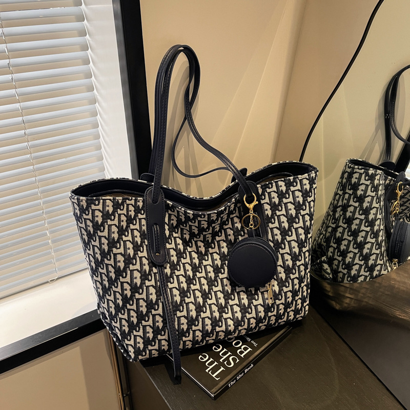 Geantă tote cu fermoar pentru femei - formă orizontală pătrată, material Oxford, închidere cu fermoar, căptușeală din poliester, buzunar intern pentru telefon, bretea de umăr simplă, toamnă 2024, Shinyiman