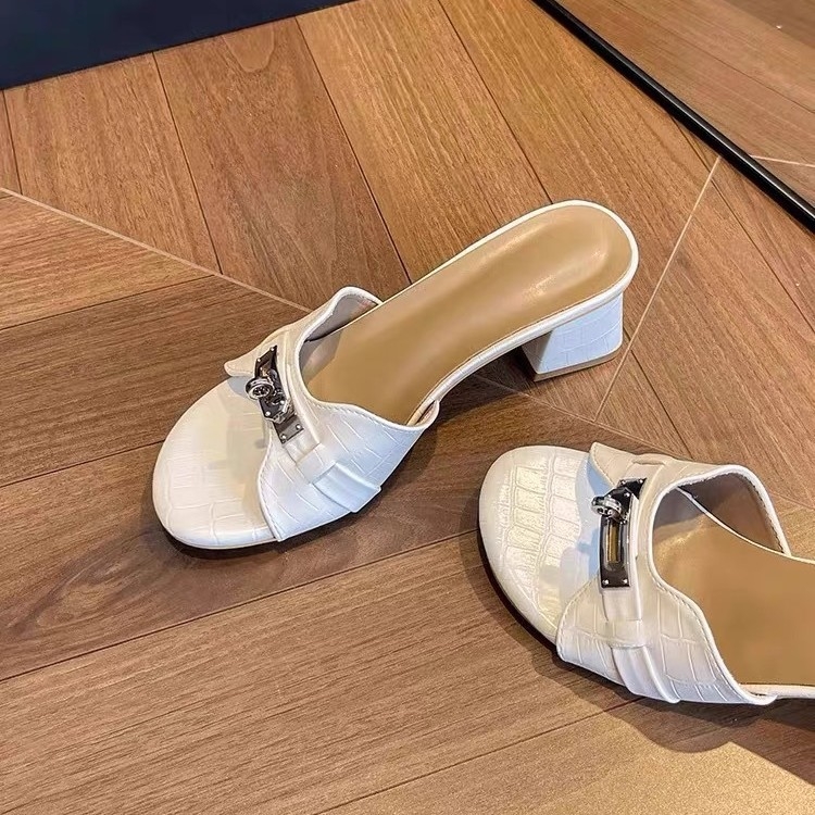 Сандали с един ред, кръгъл нос, горен и вътрешен материал от супер влакна, гумена подметка, стил корейска версия