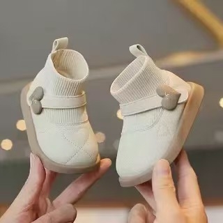 Ghete scurte pentru copii, tip șosetă pentru fete cu închidere Velcro, partea superioară din piele microfibră, talpă din cauciuc, înălime joasă, potrivite pentru iarnă, primăvară și toamnă