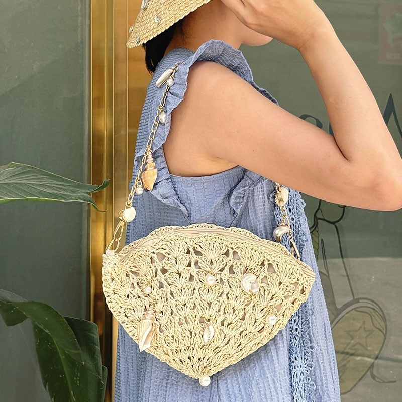 Crossbody torba za putovanje s ventilator oblikom, pamuk i lan materijal, zatvarač, unutarnji džepovi za telefon i ID