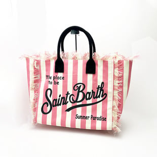 SAINT BARTH Tote torba od slame s resicama, dumpling oblik, zatvaranje na zip, podstava od platna