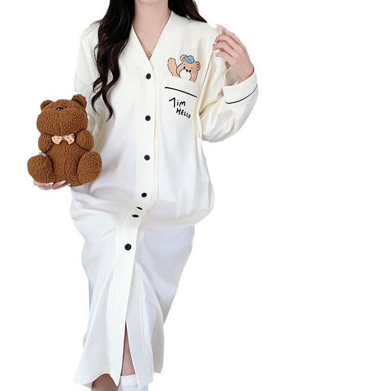 Νοσηλευτικό midi φόρεμα εγκυμοσύνης με πρόσβαση θηλασμού, στυλ cardigan, V‑λαιμό, μακριά μανίκια, βαμβάκι 70–80%, Α‑γραμμή, Καλοκαίρι 2024