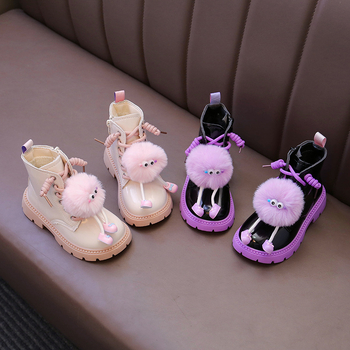 Ghete de iarnă pentru fete, cu fermoar lateral, din piele sintetică, talpă din cauciuc, impermeabile și calde, până la mijlocul gambelor