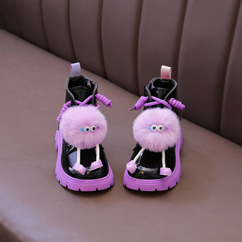 Ghete de iarnă pentru fete, cu fermoar lateral, din piele sintetică, talpă din cauciuc, impermeabile și calde, până la mijlocul gambelor