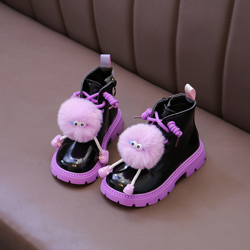 Ghete de iarnă pentru fete, cu fermoar lateral, din piele sintetică, talpă din cauciuc, impermeabile și calde, până la mijlocul gambelor