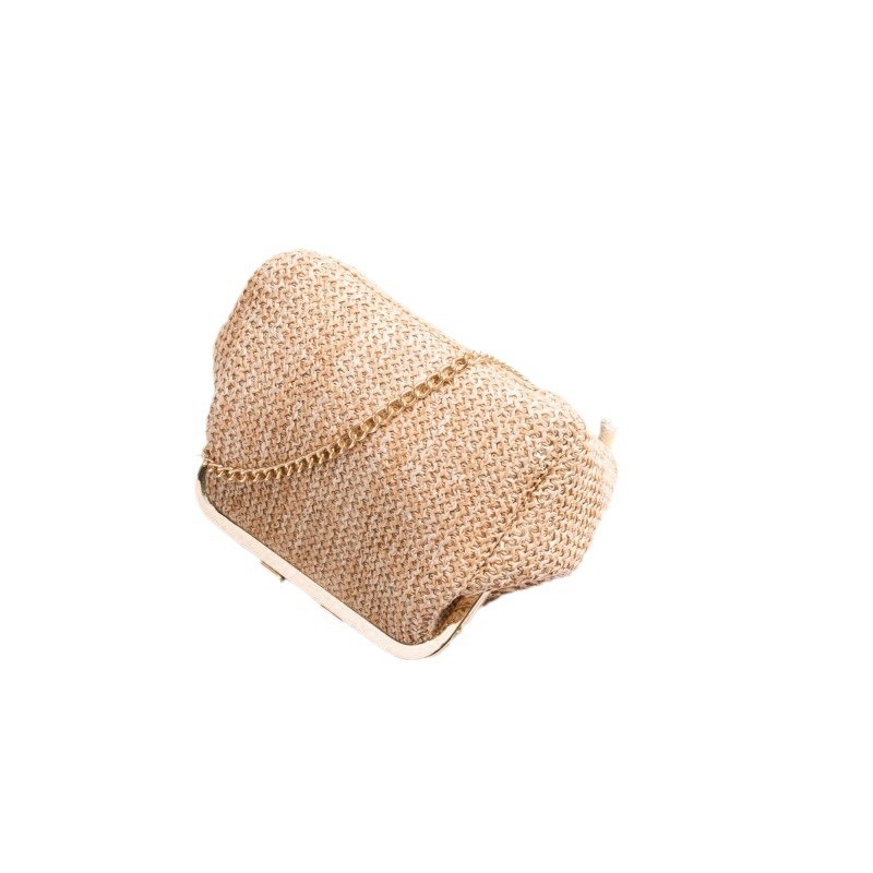 Geantă crossbody din paie, în stil național literar-artistic, formă mică pătrată, închidere cu clapetă, formă 20213