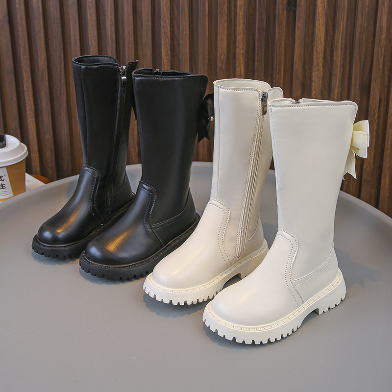 Ghete Martin pentru fete - Înălțime ridicată, căptușite cu fleece, fermoar lateral, talpă din cauciuc, exterior din piele artificială, stil prințesă, toamnă/iarnă, pentru 4–16 ani