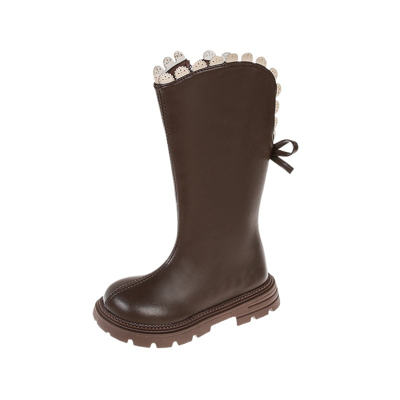 Lányoknak készült magas szárú divatbakancs, műbőr felsőrészel, oldalsó cipzár, gumírozott talp