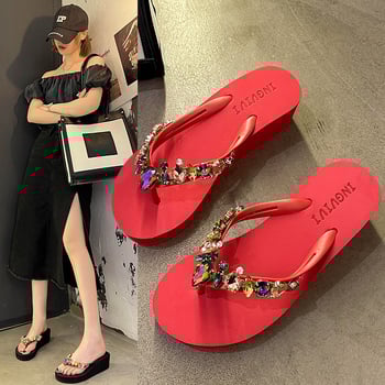 Дамски сандали INGVIVI с стрази на пръста, кръгъл нос, EVA горна част, подметка от TPR, подплата от високо плътна EVA, летен модел 2024