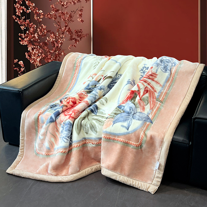 Flanel deka – uzorak biljaka i cvijeća, 300–500 g, za sve sezone, skandinavski stil