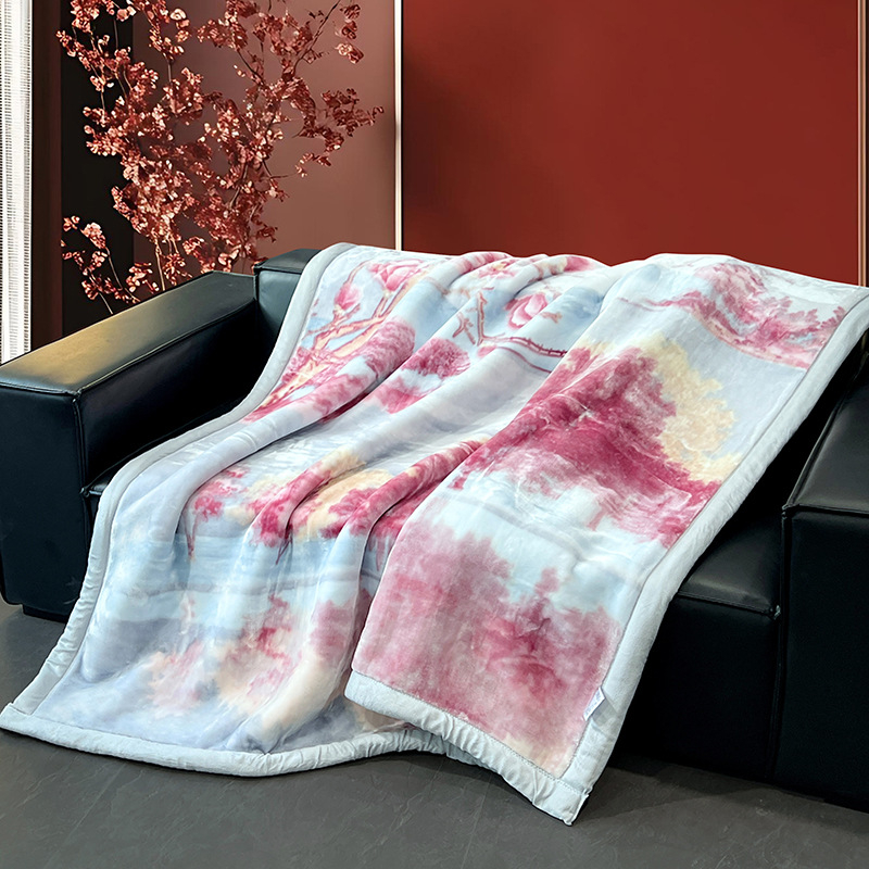 Flanel deka – uzorak biljaka i cvijeća, 300–500 g, za sve sezone, skandinavski stil