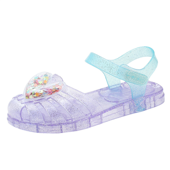 Dječje sandale princeza s karikaturnim uzorkom, Velcro zatvarač, PVC gornji dio, PVC potplat
