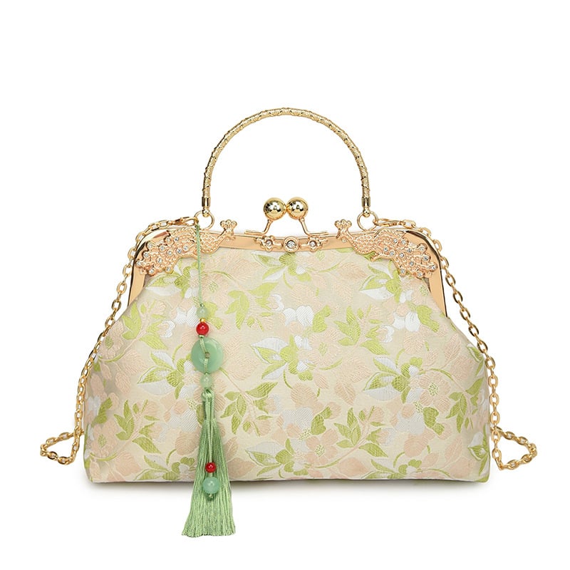 Tuoxian geantă brodată cu formă de scoică, material Oxford, închidere magnetică, compartimente interioare pentru telefon și card de identificare