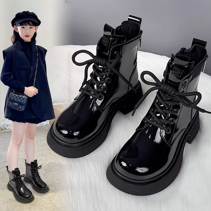 Ghete scurte de iarnă pentru fete, căptușite cu polar și finisaj mat, partea superioară din piele sintetică, talpă TPR