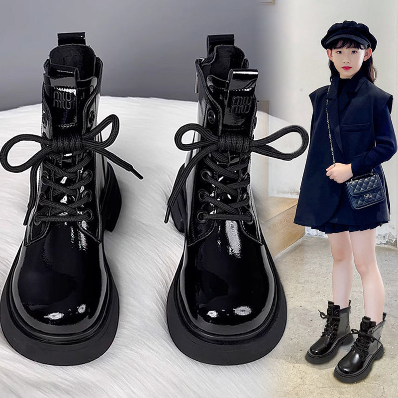 Ghete scurte de iarnă pentru fete, căptușite cu polar și finisaj mat, partea superioară din piele sintetică, talpă TPR