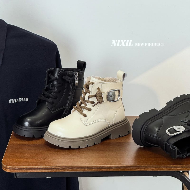 Ghete Martin pentru copii, cu partea superioară din piele, gambă medie, fermoar lateral, talpă din cauciuc