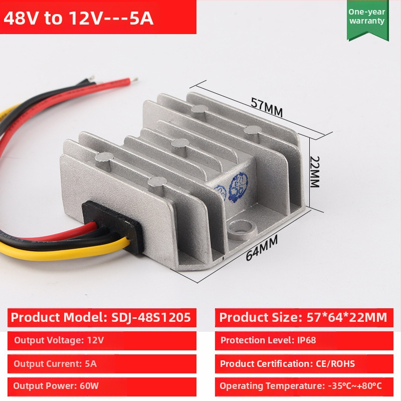 DC-DC buck-boost konverter bemenet 48V, kimenet 12V, max 30A, 350W, IP68, PWM kapcsolás
