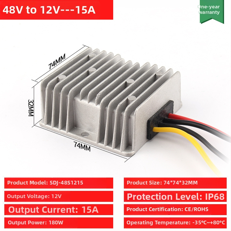 DC-DC buck-boost konverter bemenet 48V, kimenet 12V, max 30A, 350W, IP68, PWM kapcsolás