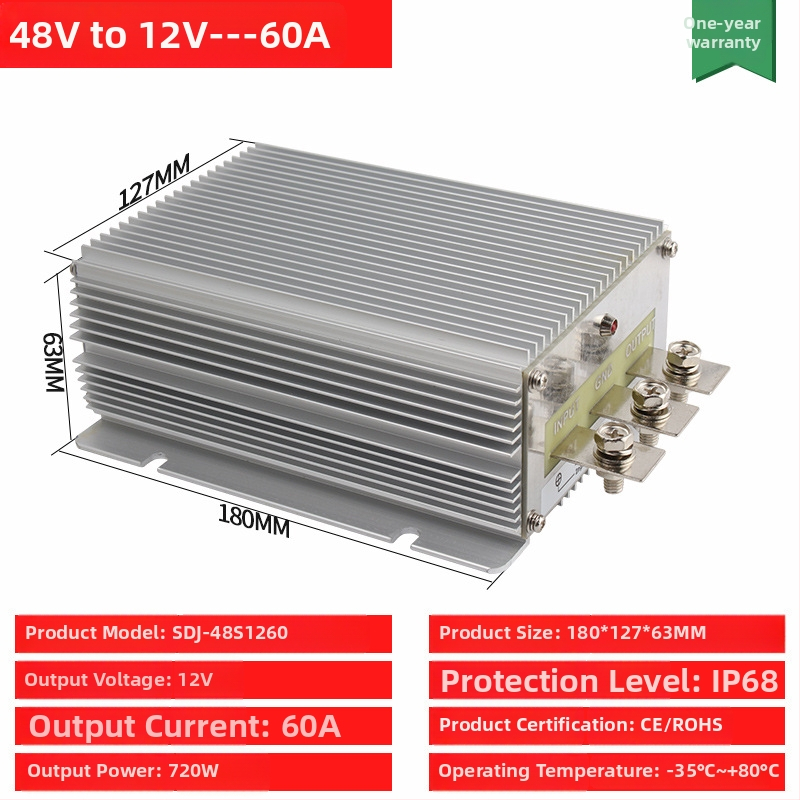 DC-DC buck-boost konverter bemenet 48V, kimenet 12V, max 30A, 350W, IP68, PWM kapcsolás