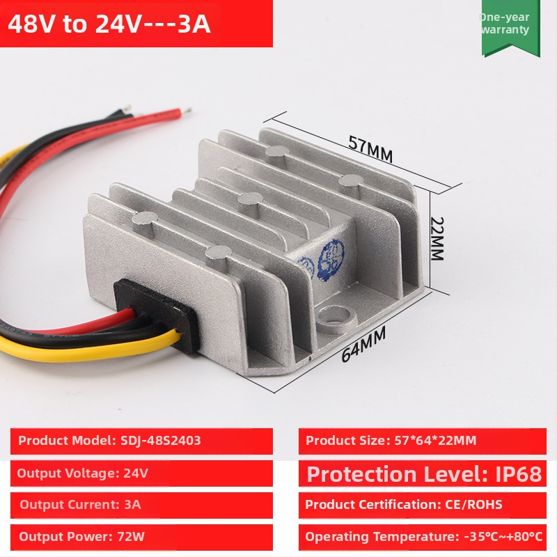 DC-DC buck-boost konverter bemenet 48V, kimenet 12V, max 30A, 350W, IP68, PWM kapcsolás