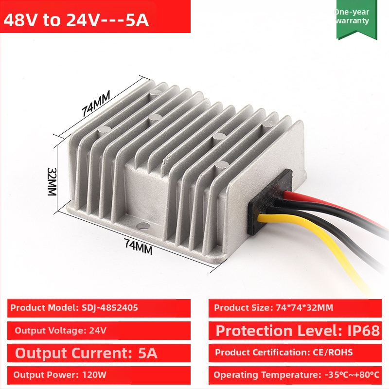 DC-DC buck-boost konverter bemenet 48V, kimenet 12V, max 30A, 350W, IP68, PWM kapcsolás