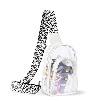 Geantă crossbody transparentă din PVC, unisex, închidere cu fermoar, căptușeală PVC, buzunar ascuns cu fermoar