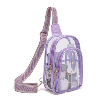 Geantă crossbody transparentă din PVC, unisex, închidere cu fermoar, căptușeală PVC, buzunar ascuns cu fermoar