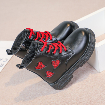 Ghete Martin pentru fetițe, căptușite cu fleece călduros, PU partea superioară, talpă din cauciuc, fermoar lateral, înălțime joasă, stil coreean, pentru iarnă/primăvară/toamnă